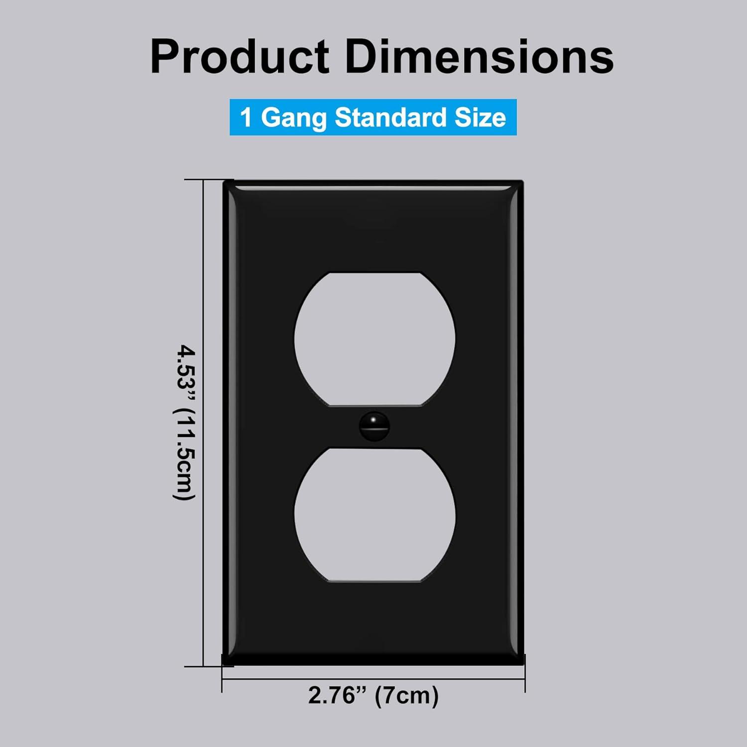 imageBESTTEN 20 Pack 1Gang Duplex Wall Plate Standard Size Unbreakable Polycarbonate Receptacle Outlet Cover and Switch Cover UL Listed WhiteBlack
