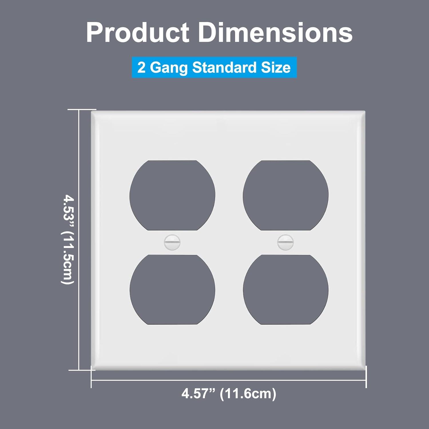 imageBESTTEN 20 Pack 1Gang Duplex Wall Plate Standard Size Unbreakable Polycarbonate Receptacle Outlet Cover and Switch Cover UL Listed WhiteWhite
