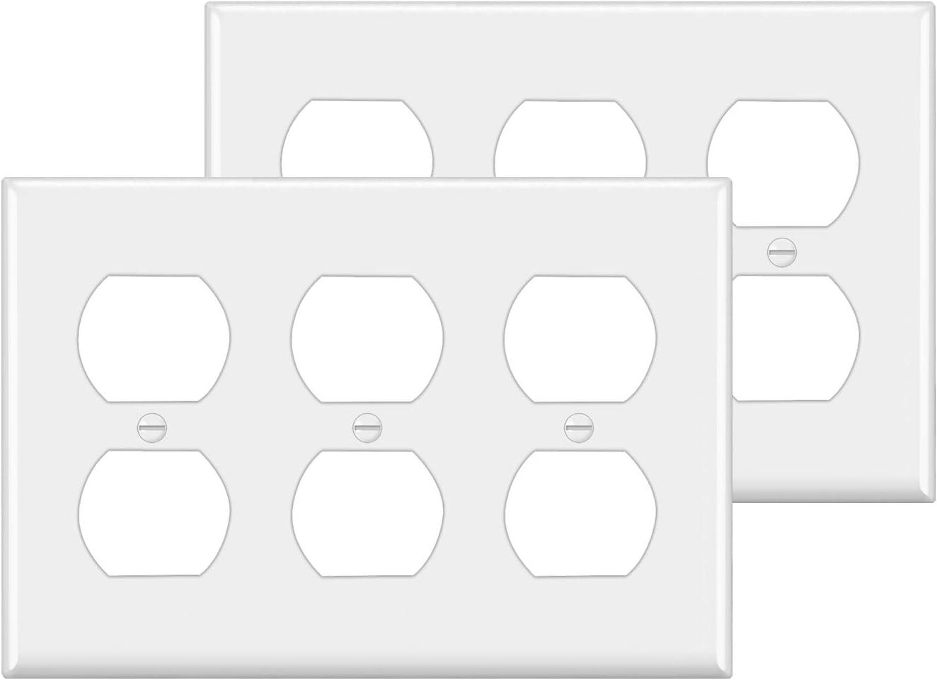 imageBESTTEN 20 Pack 1Gang Duplex Wall Plate Standard Size Unbreakable Polycarbonate Receptacle Outlet Cover and Switch Cover UL Listed WhiteWhite