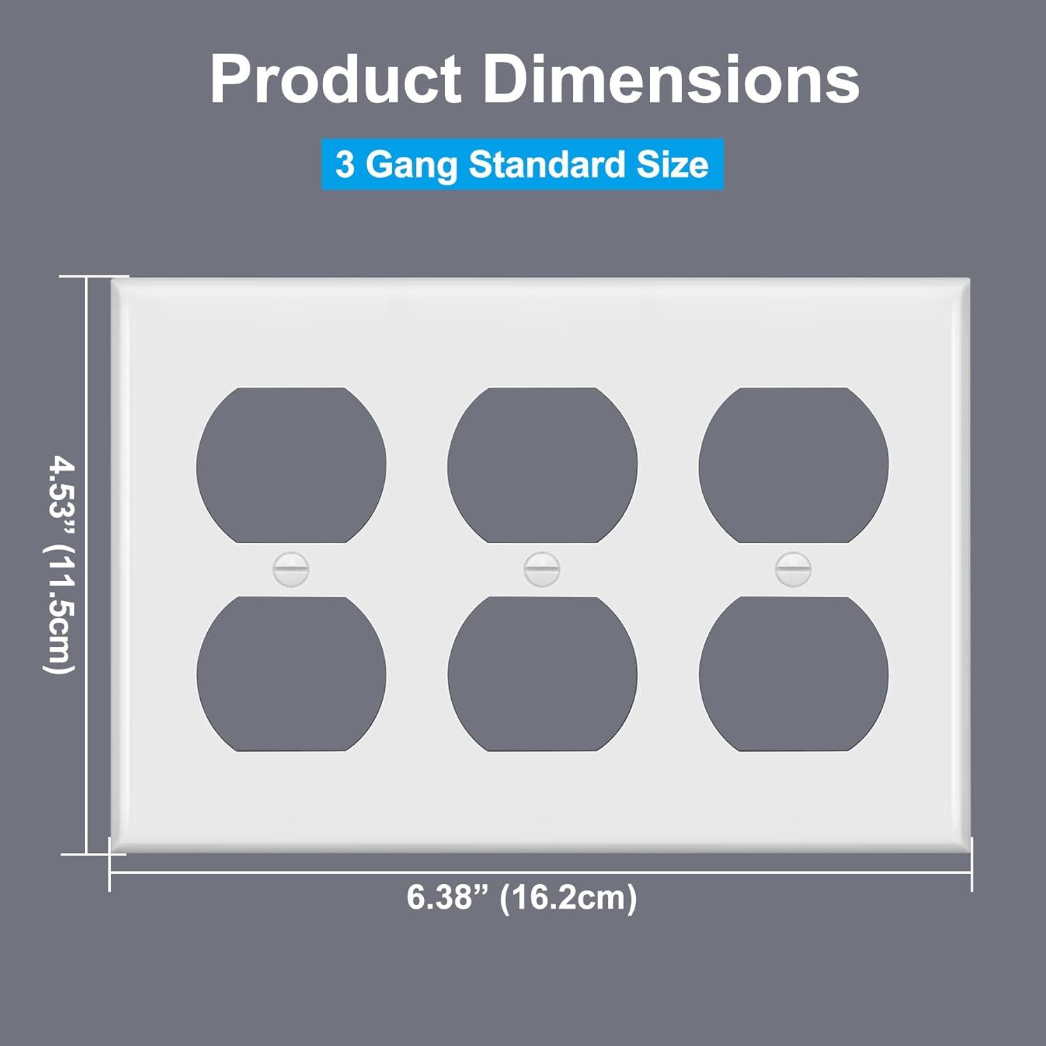 imageBESTTEN 20 Pack 1Gang Duplex Wall Plate Standard Size Unbreakable Polycarbonate Receptacle Outlet Cover and Switch Cover UL Listed WhiteWhite