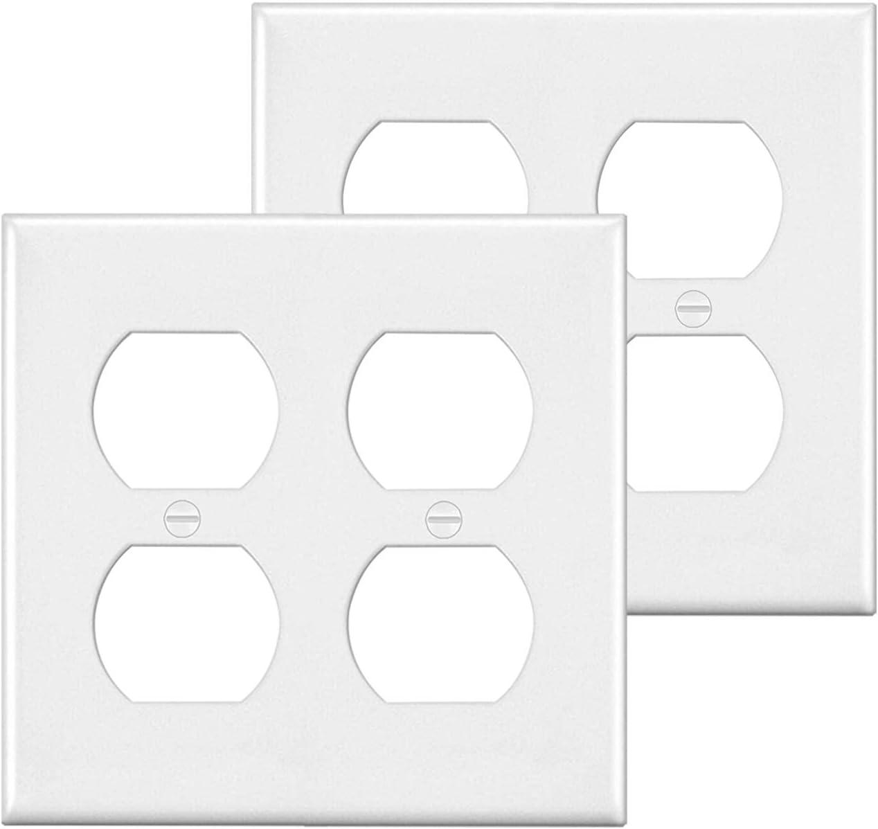 imageBESTTEN 20 Pack 1Gang Duplex Wall Plate Standard Size Unbreakable Polycarbonate Receptacle Outlet Cover and Switch Cover UL Listed WhiteWhite