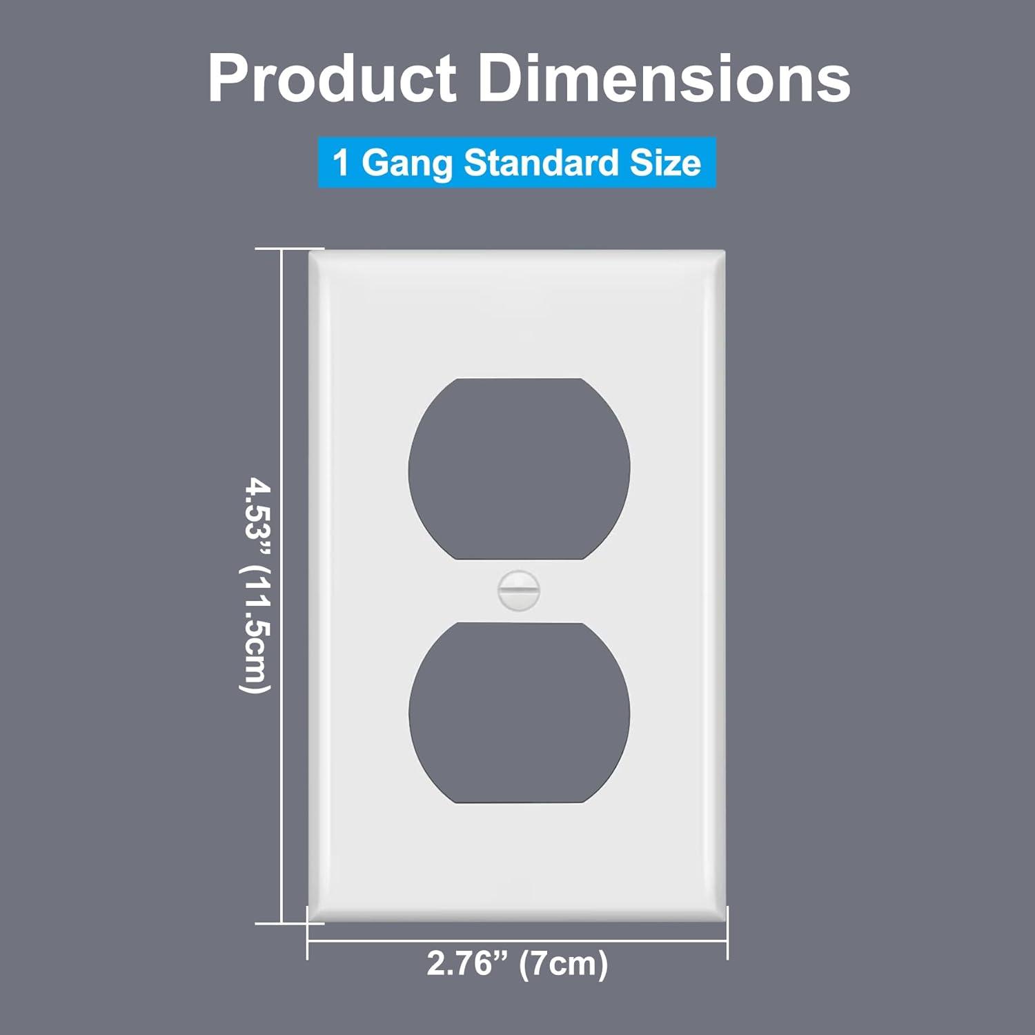 imageBESTTEN 20 Pack 1Gang Duplex Wall Plate Standard Size Unbreakable Polycarbonate Receptacle Outlet Cover and Switch Cover UL Listed WhiteWhite