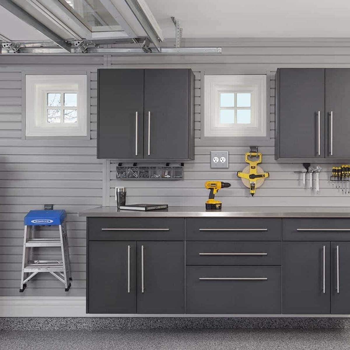 imageBESTTEN 2Gang 1406Inch Hole Metal Wall Plate for Double Receptacles AntiCorrosion Stainless Steel Outlet Cover Industrial Grade Standard Size 2 Pack