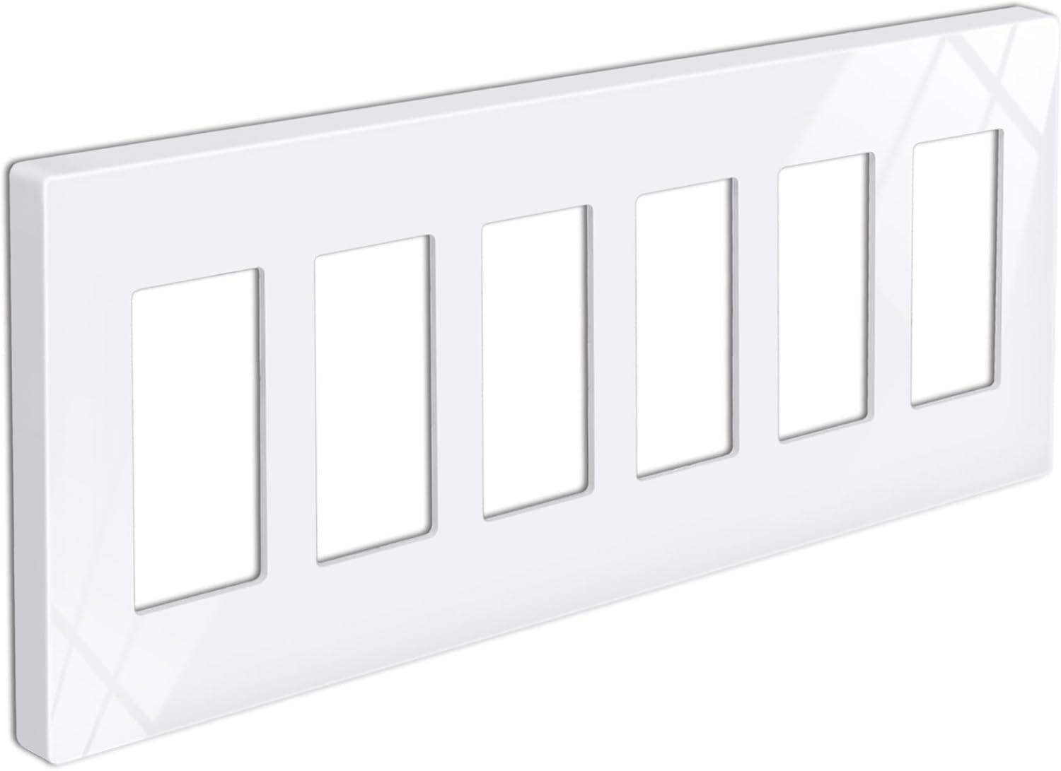 imageBESTTEN 5 Pack 2Gang Black Screwless Wall Plate Decor Outlet Cover Decorative Switch Cover Unbreakable Polycarbonate Switch Plate H469quot x W291quot GlossStandard Size Gloss Snow White