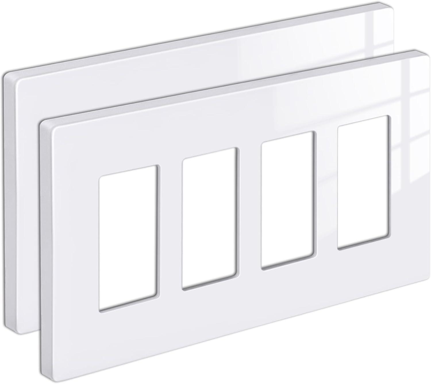 imageBESTTEN 5 Pack 2Gang Black Screwless Wall Plate Decor Outlet Cover Decorative Switch Cover Unbreakable Polycarbonate Switch Plate H469quot x W291quot GlossMid Size Gloss Snow White