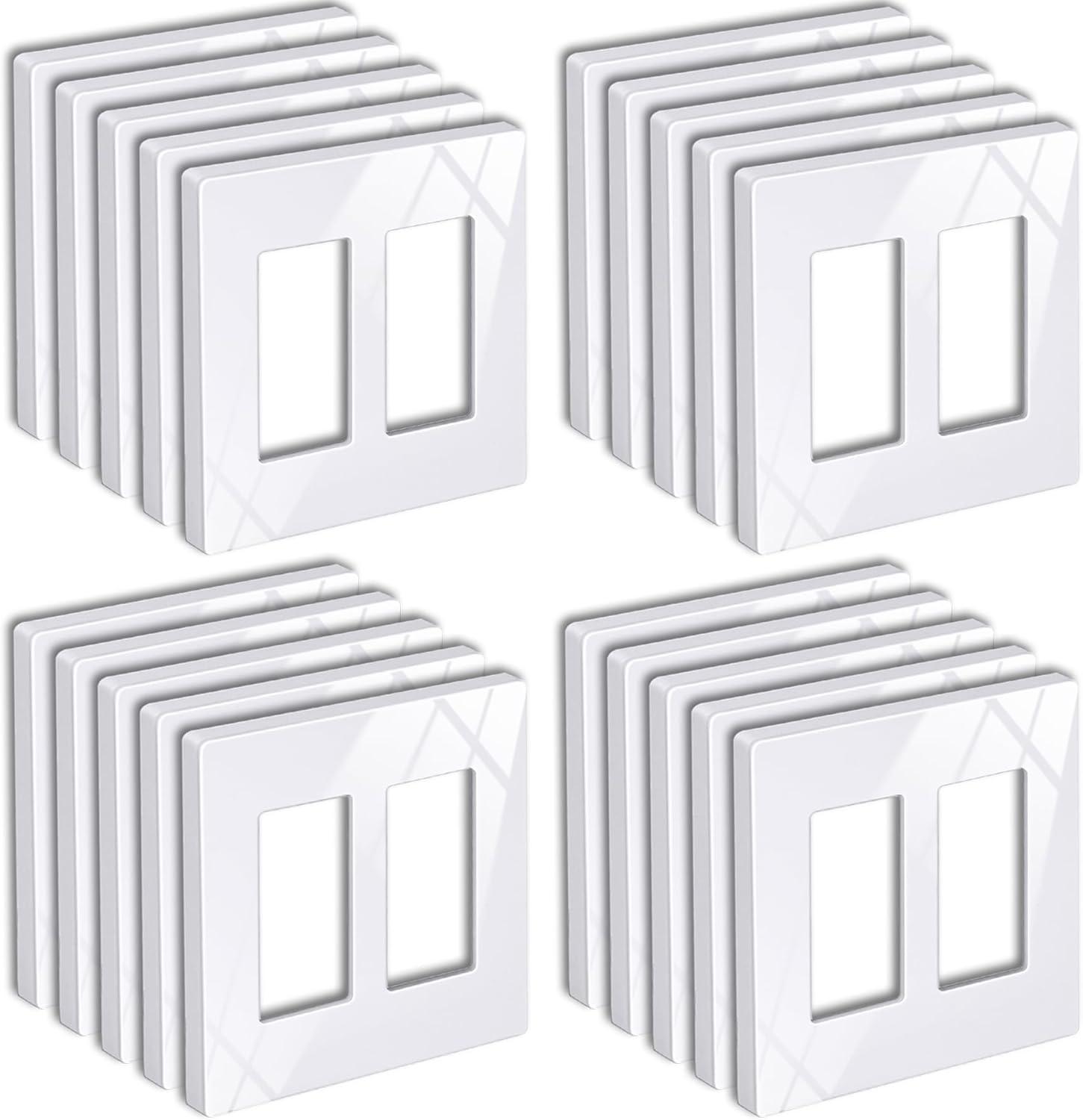 imageBESTTEN 5 Pack 2Gang Black Screwless Wall Plate Decor Outlet Cover Decorative Switch Cover Unbreakable Polycarbonate Switch Plate H469quot x W291quot GlossStandard Size Gloss Snow White