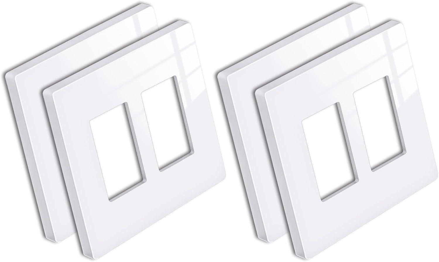 imageBESTTEN 5 Pack 2Gang Black Screwless Wall Plate Decor Outlet Cover Decorative Switch Cover Unbreakable Polycarbonate Switch Plate H469quot x W291quot GlossMid Size Gloss Snow White