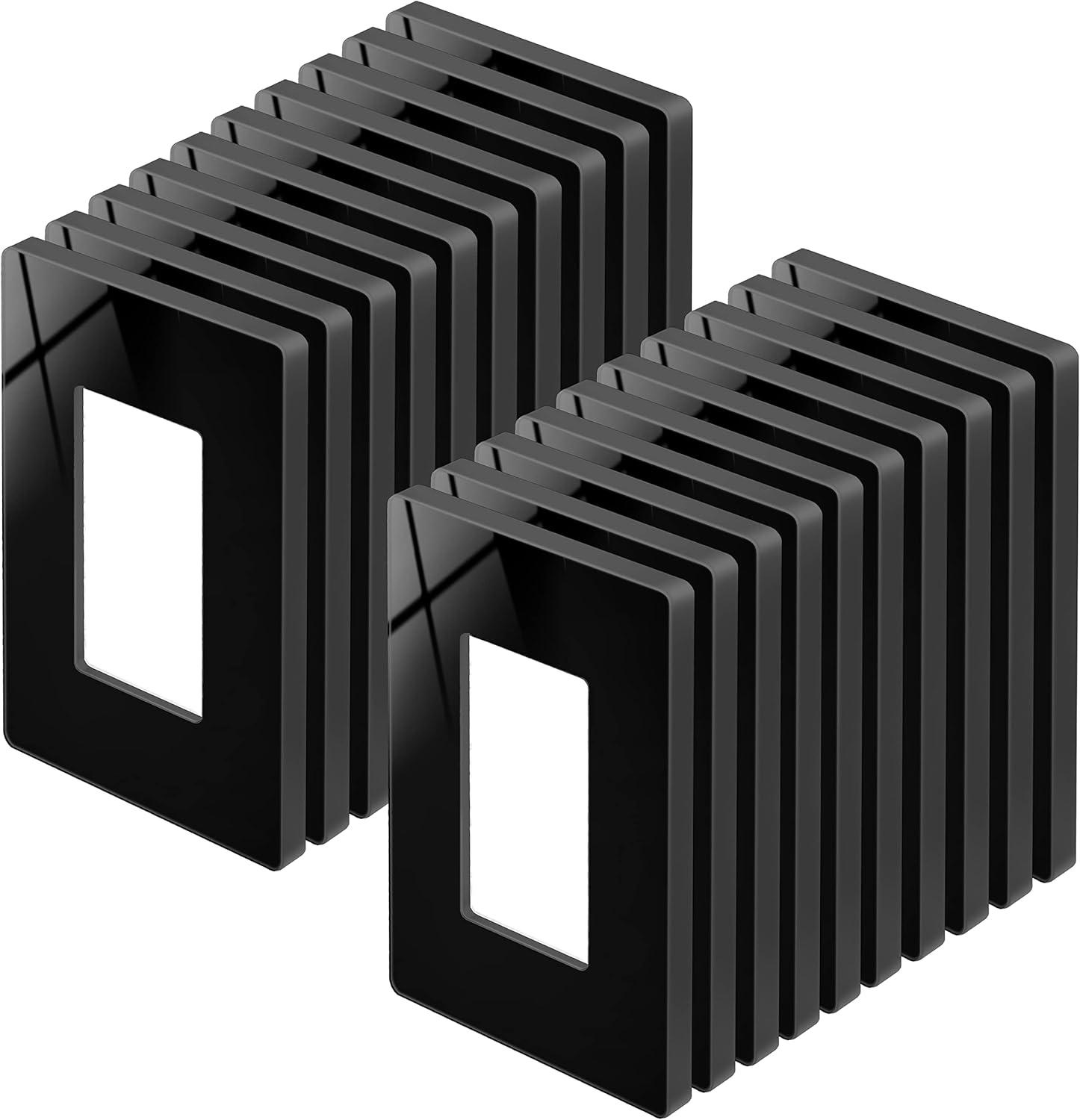 imageBESTTEN 5 Pack 2Gang Black Screwless Wall Plate Decor Outlet Cover Decorative Switch Cover Unbreakable Polycarbonate Switch Plate H469quot x W291quot GlossStandard Size Gloss Black