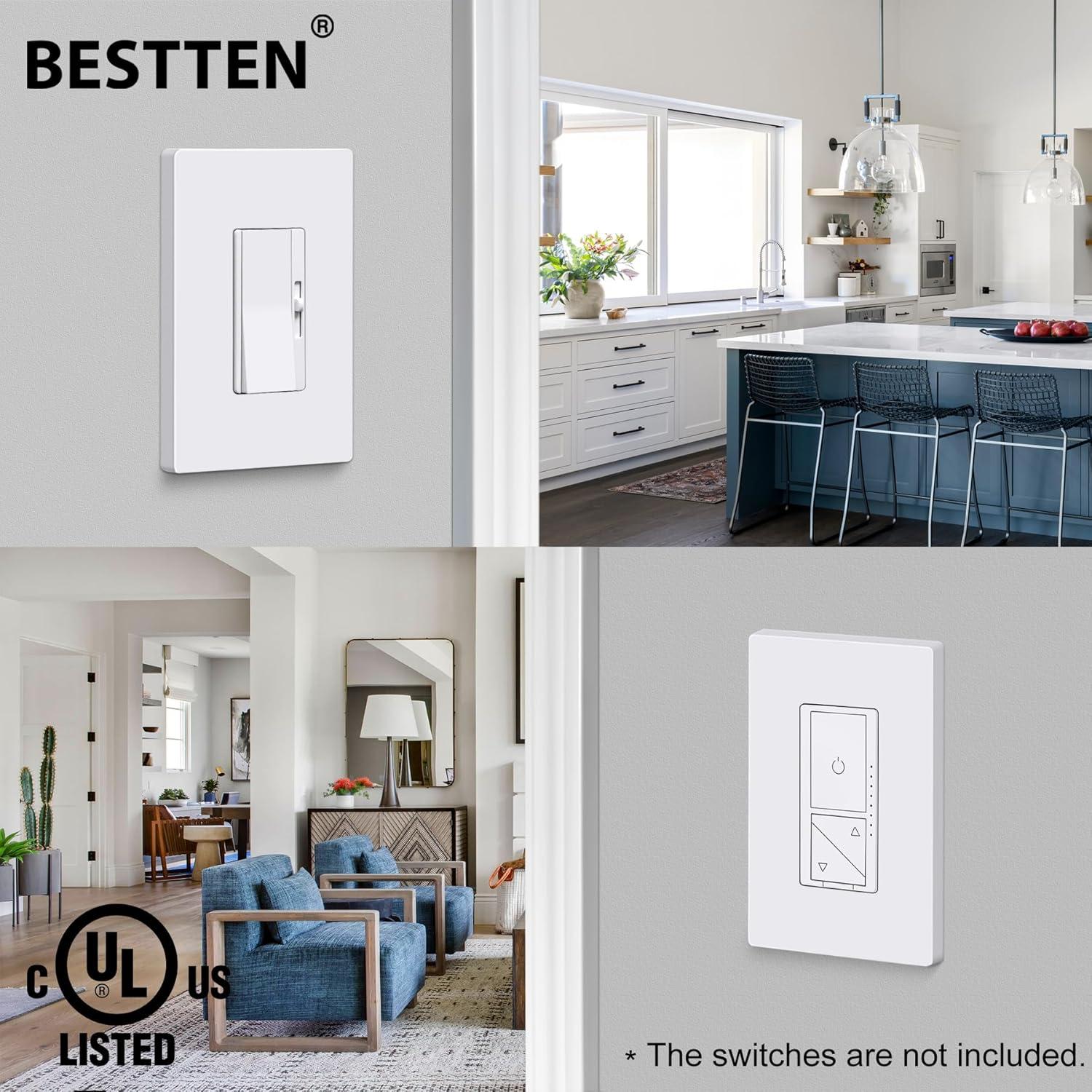 imageBESTTEN 5 Pack 2Gang Black Screwless Wall Plate Decor Outlet Cover Decorative Switch Cover Unbreakable Polycarbonate Switch Plate H469quot x W291quot GlossMid Size Gloss Snow White