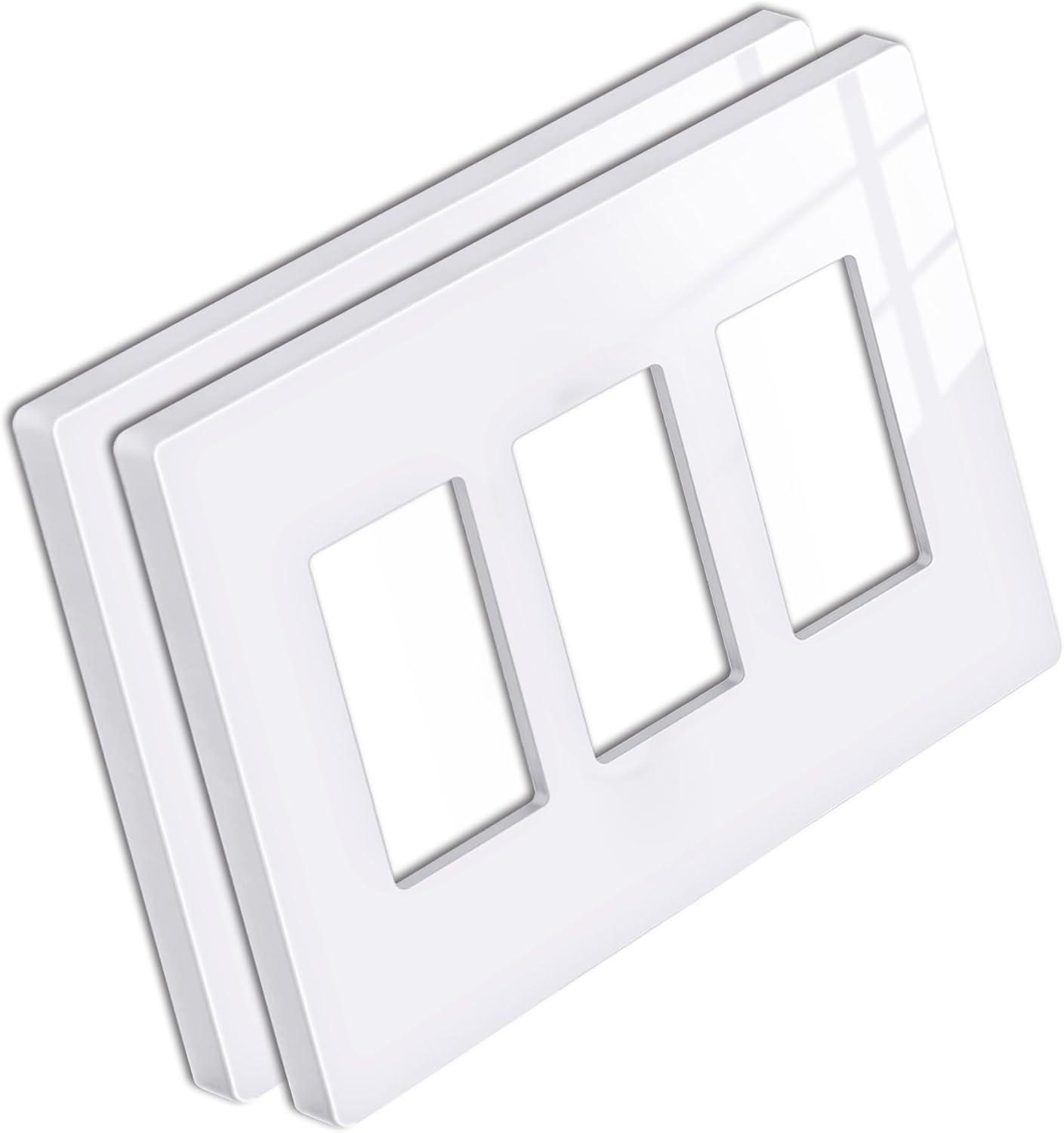 imageBESTTEN 5 Pack 2Gang Black Screwless Wall Plate Decor Outlet Cover Decorative Switch Cover Unbreakable Polycarbonate Switch Plate H469quot x W291quot GlossMid Size Gloss Snow White