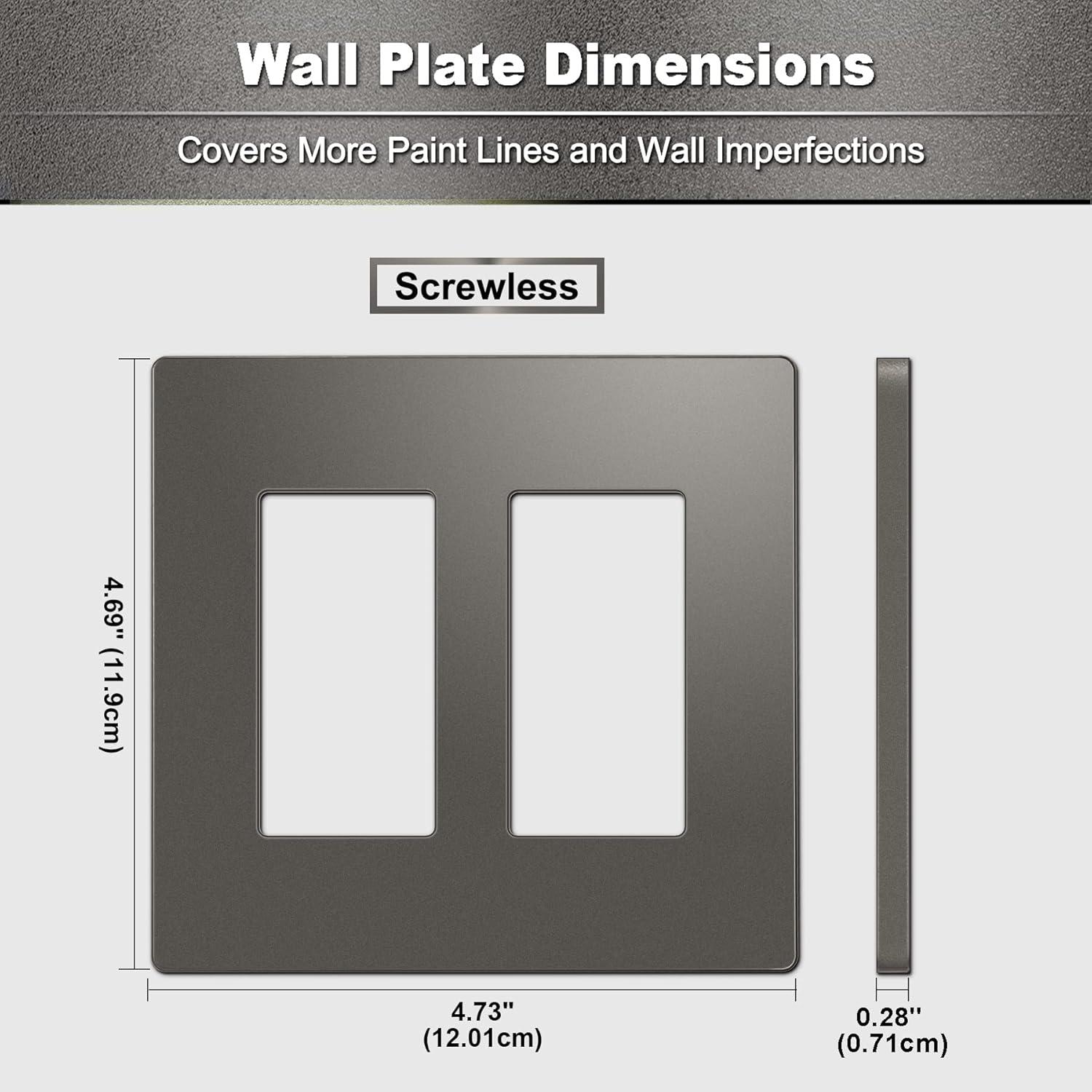 imageBESTTEN 5 Pack 2Gang Matte Brown Screwless Wall Plate Decorator Outlet Cover Signature Collection USWP8 Series H469 x W473 for Light Switch Dimmer Receptacle
