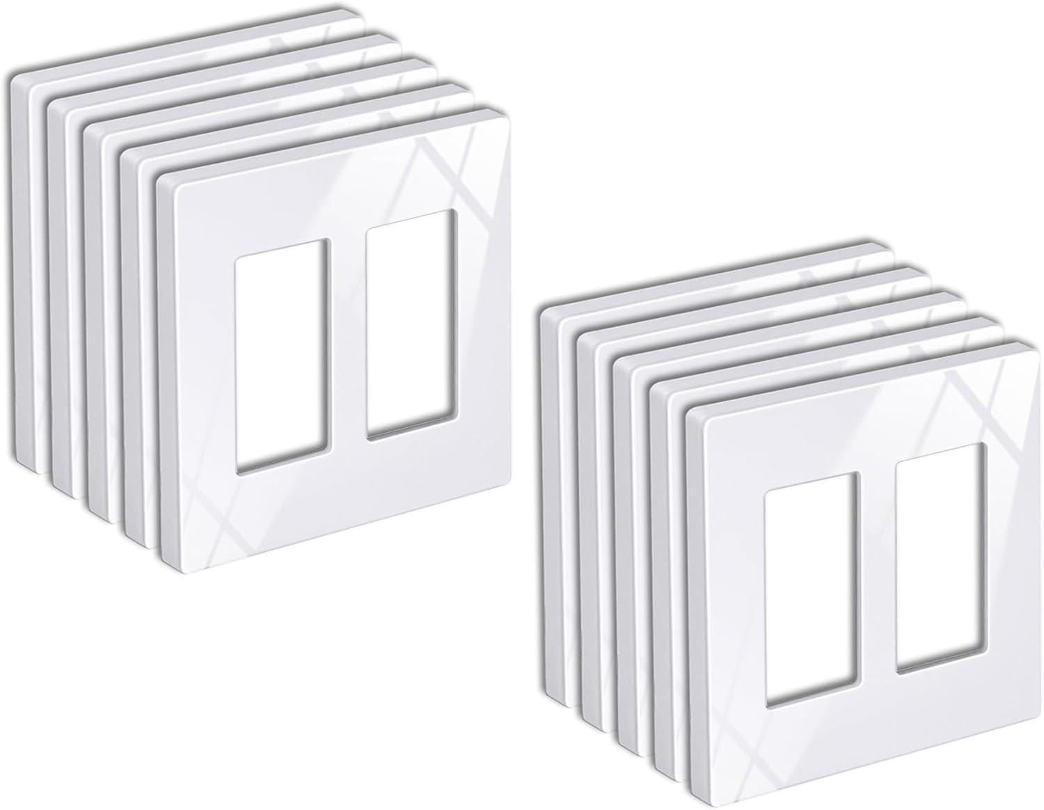 imageBESTTEN 5 Pack 3 Gang Brown Screwless Wall Plate Decorator Outlet Cover Switch Plate Signature Collection USWP8 Series H469 x W654Gloss Snow White