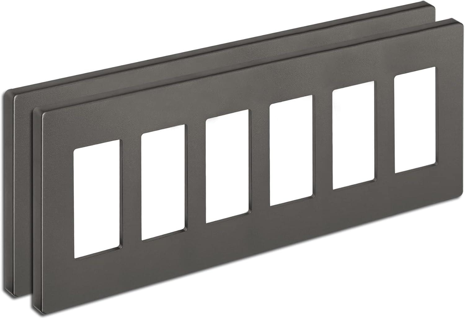 imageBESTTEN 5 Pack 3 Gang Brown Screwless Wall Plate Decorator Outlet Cover Switch Plate Signature Collection USWP8 Series H469 x W654Matte Brown