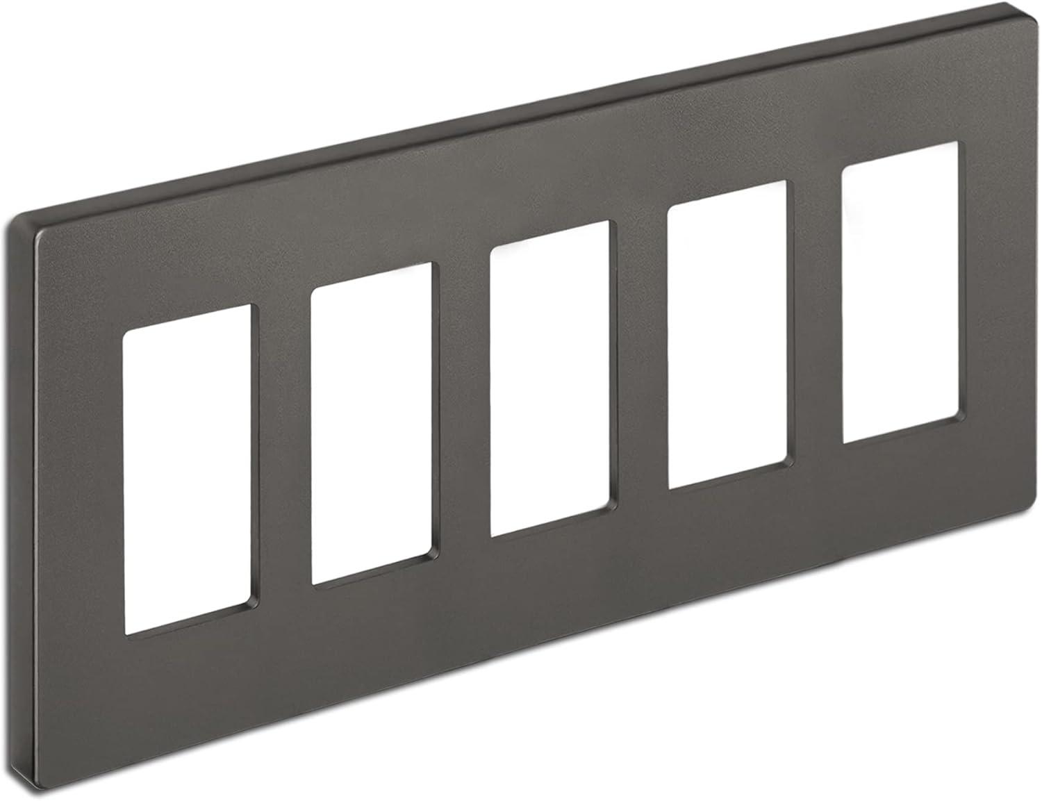 imageBESTTEN 5 Pack 3 Gang Brown Screwless Wall Plate Decorator Outlet Cover Switch Plate Signature Collection USWP8 Series H469 x W654Matte Brown