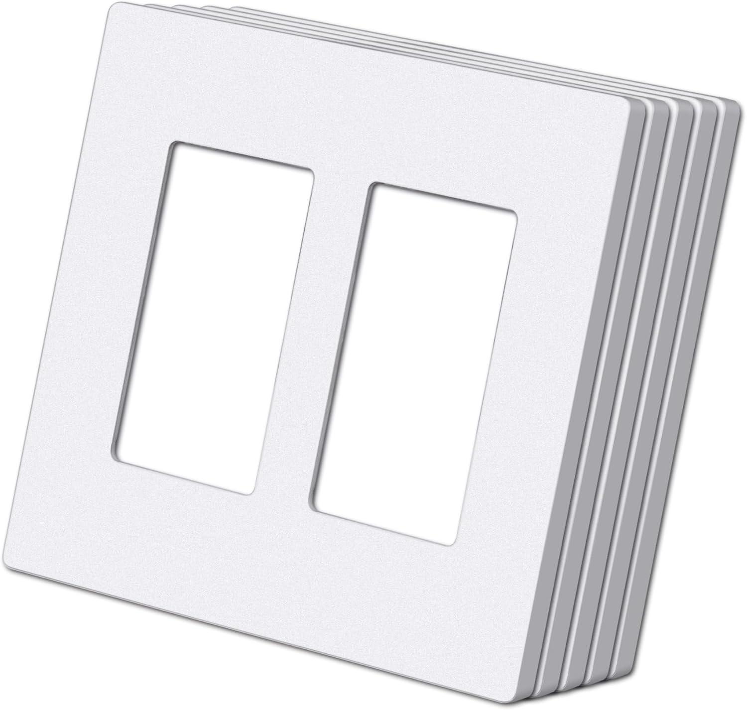 imageBESTTEN 5 Pack 3 Gang Brown Screwless Wall Plate Decorator Outlet Cover Switch Plate Signature Collection USWP8 Series H469 x W654Matte Snow White