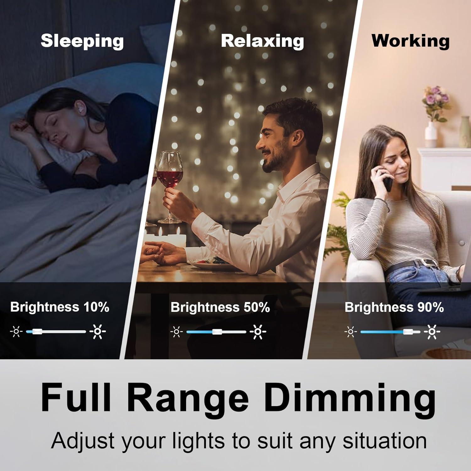 imageBESTTEN 6 Pack Dimmer Light Switch LED Dimmer Switch SinglePole or 3Way for Dimmable LED Halogen and Incandescent Bulbs 120V Wall Plate Included UL Listed WhiteWhite