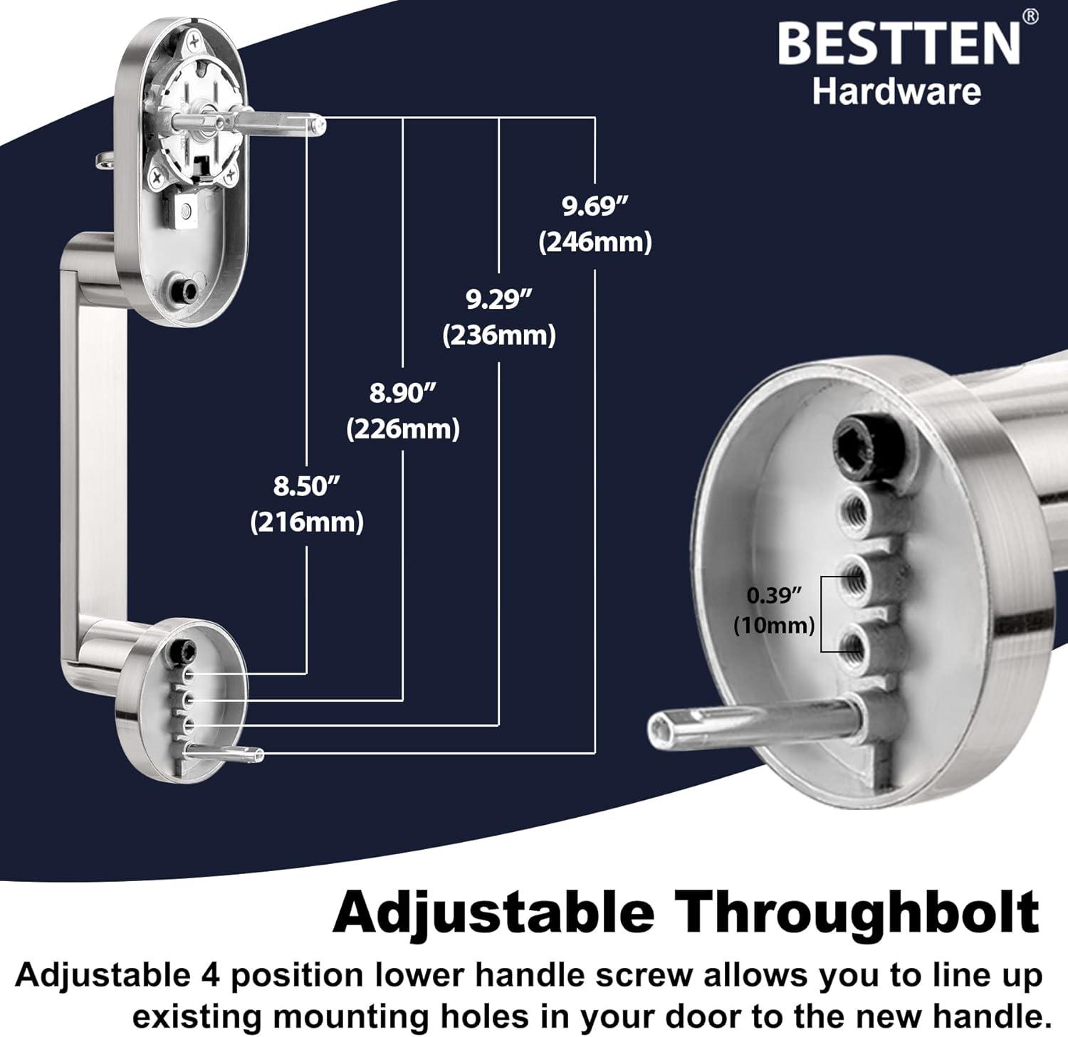 imageBESTTEN Front Entry Door Handle Set Heavy Duty Handleset with Single Cylinder Keyed Entry Deadbolt Lock ampamp Reversible Door Lever Satin Nickel