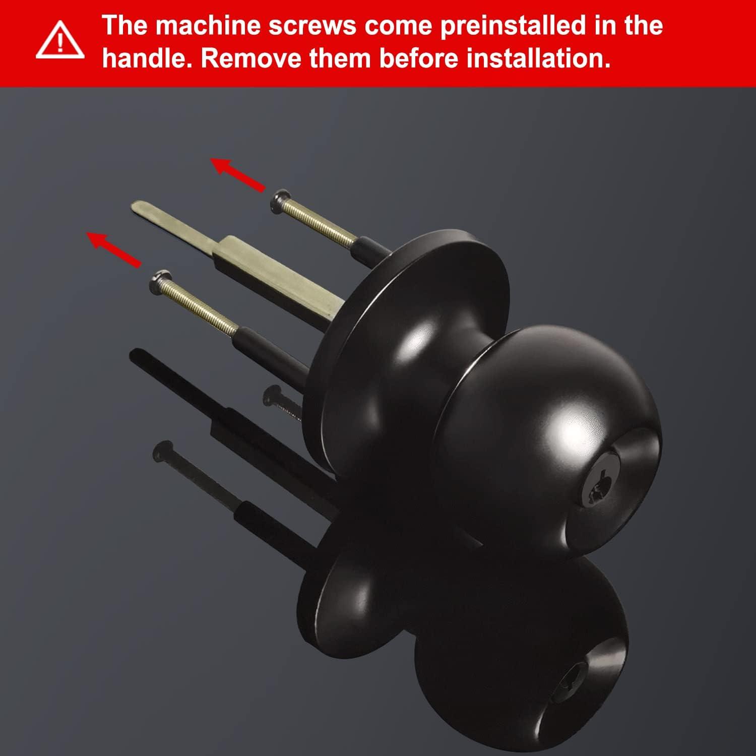 imageBESTTEN Keyed Entry Door Knob with Lock Interior and Exterior Door Lock Standard Ball Satin NickelMatte Black