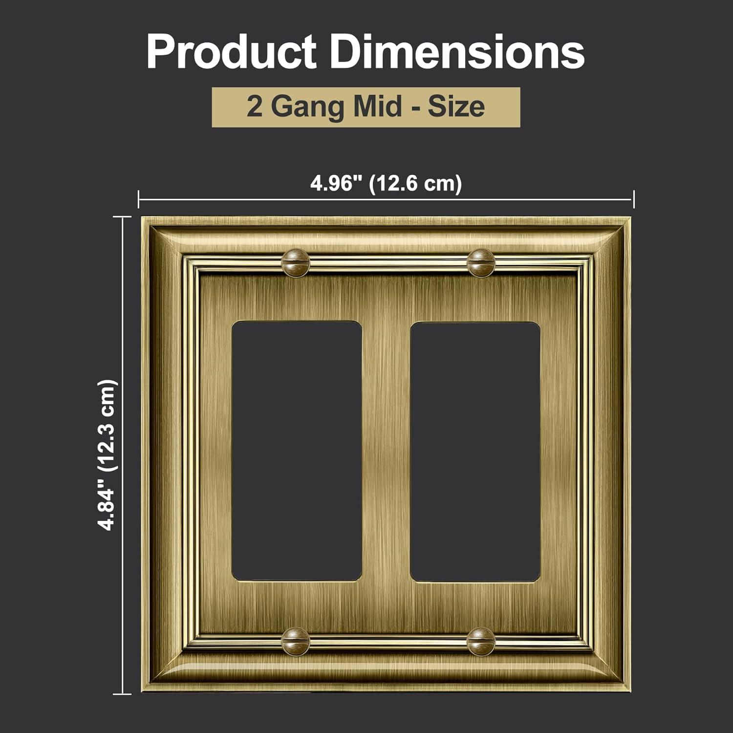 imageBESTTEN Polished Brass Double Duplex Electrical Receptacle Outlet Cover Plates 2Gang Metal Wall Plate Switch Covers Midsize2 Gang Decorator 1PK