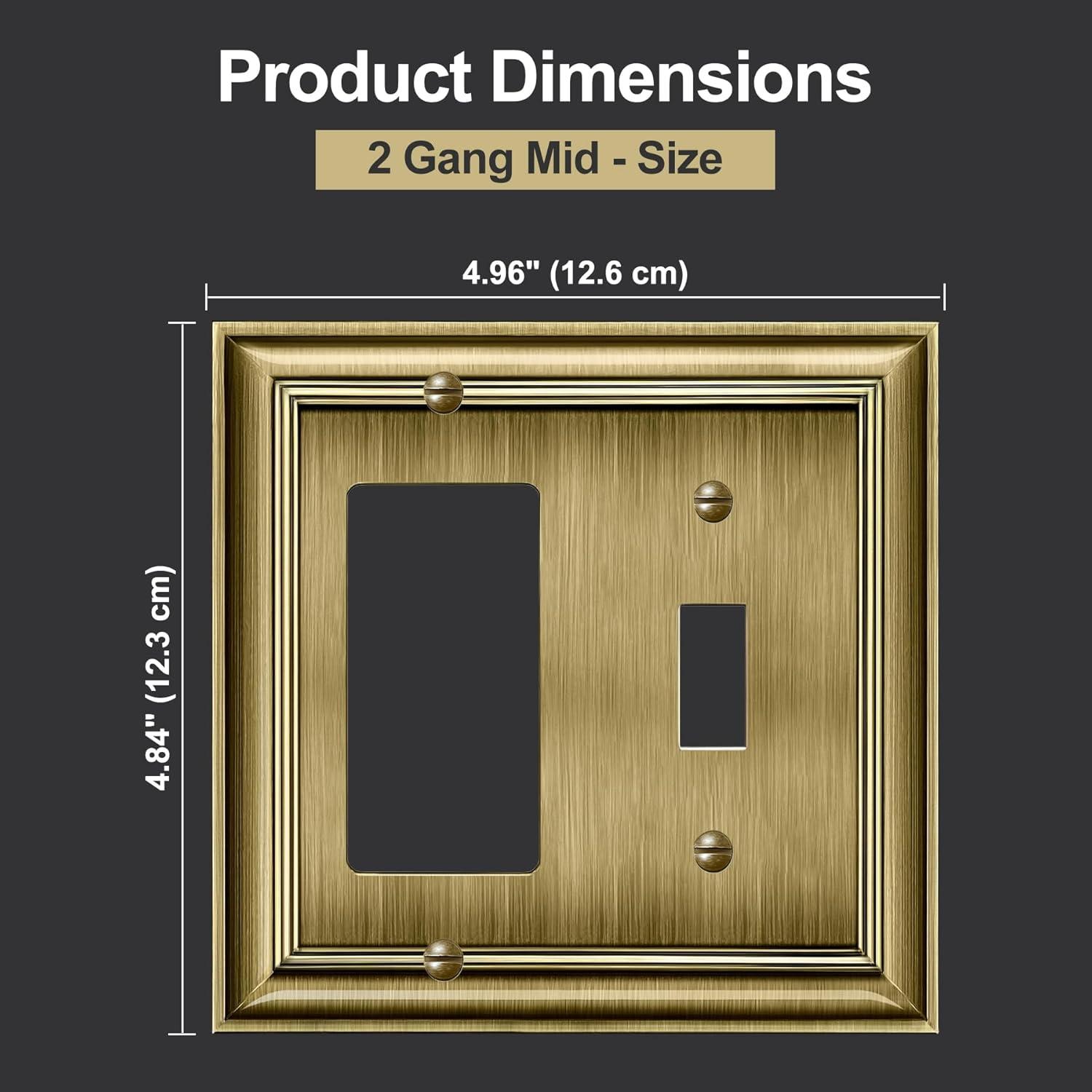 imageBESTTEN Polished Brass Double Duplex Electrical Receptacle Outlet Cover Plates 2Gang Metal Wall Plate Switch Covers MidsizeToggleDecorator 2PK