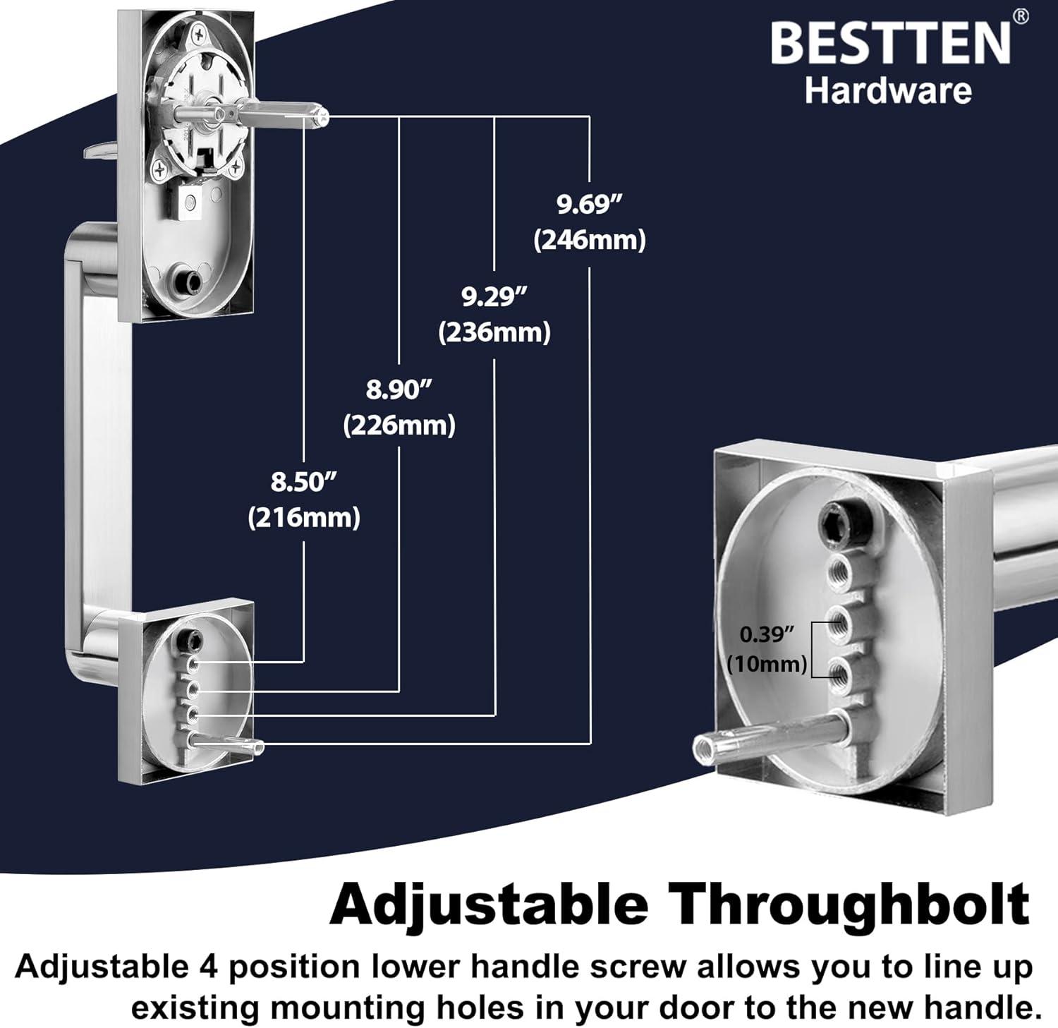 imageBESTTEN Satin Nickel Front Door Handle and Deadbolt Set with Single Cylinder Deadbolt Lock and Door Lever for Entry Doors Reversible for Right ampamp Left Handed