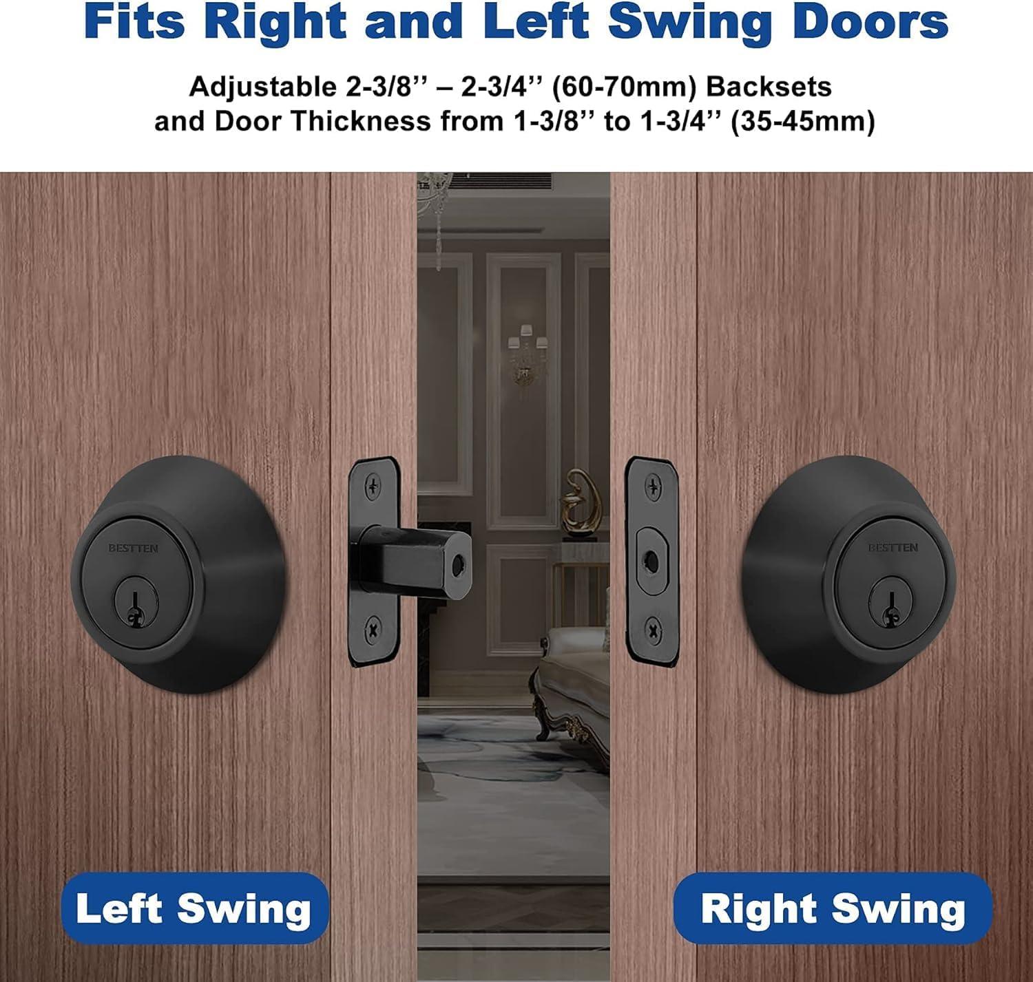 imageBESTTEN Single Cylinder Deadbolt Dead Bolt for Front Door and Garage Door Keyed One Side Thumb Turn Inside Matte Black FinishMatte Black