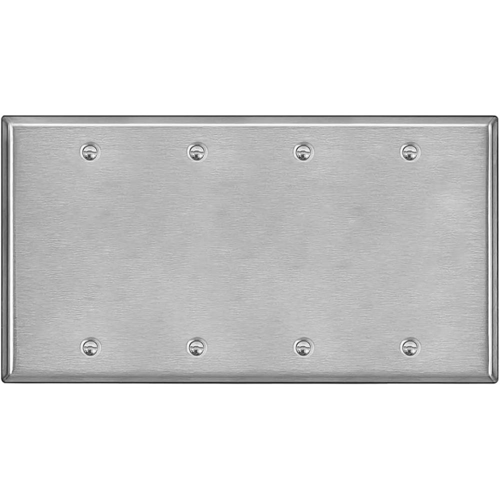 image10 Pack BESTTEN No Device Stainless Steel Wall Plates with hite or Clear Plastic Film Blank Metal Outlet Cover Durable CorrosionResistant Industrial Grade Materials H453 x W2764 Gang 1PK