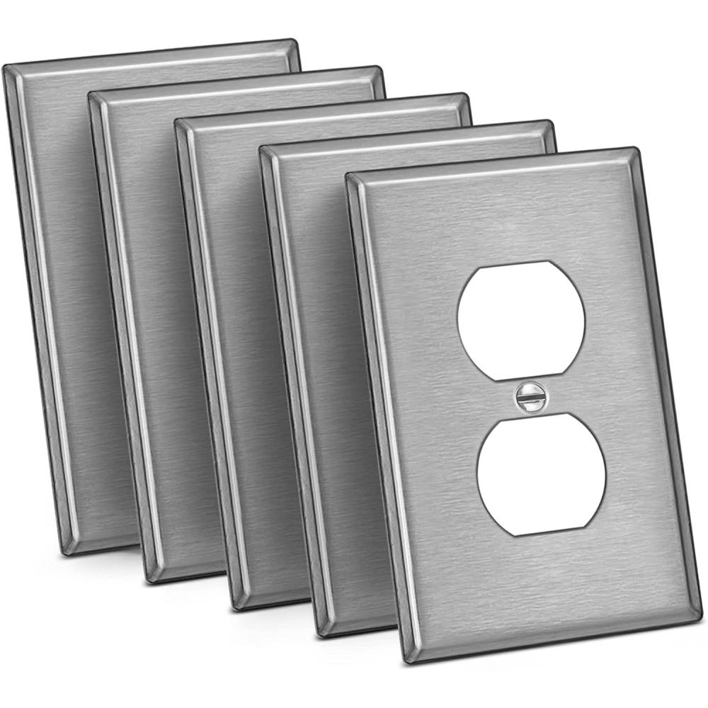 image5 Pack BESTTEN 1Gang Midsize Blank Metal Wall Plate Midway No Device Metal Outlet Cover Durable Corrosion Resistant H486 x W312 Brushed Finish Silver6