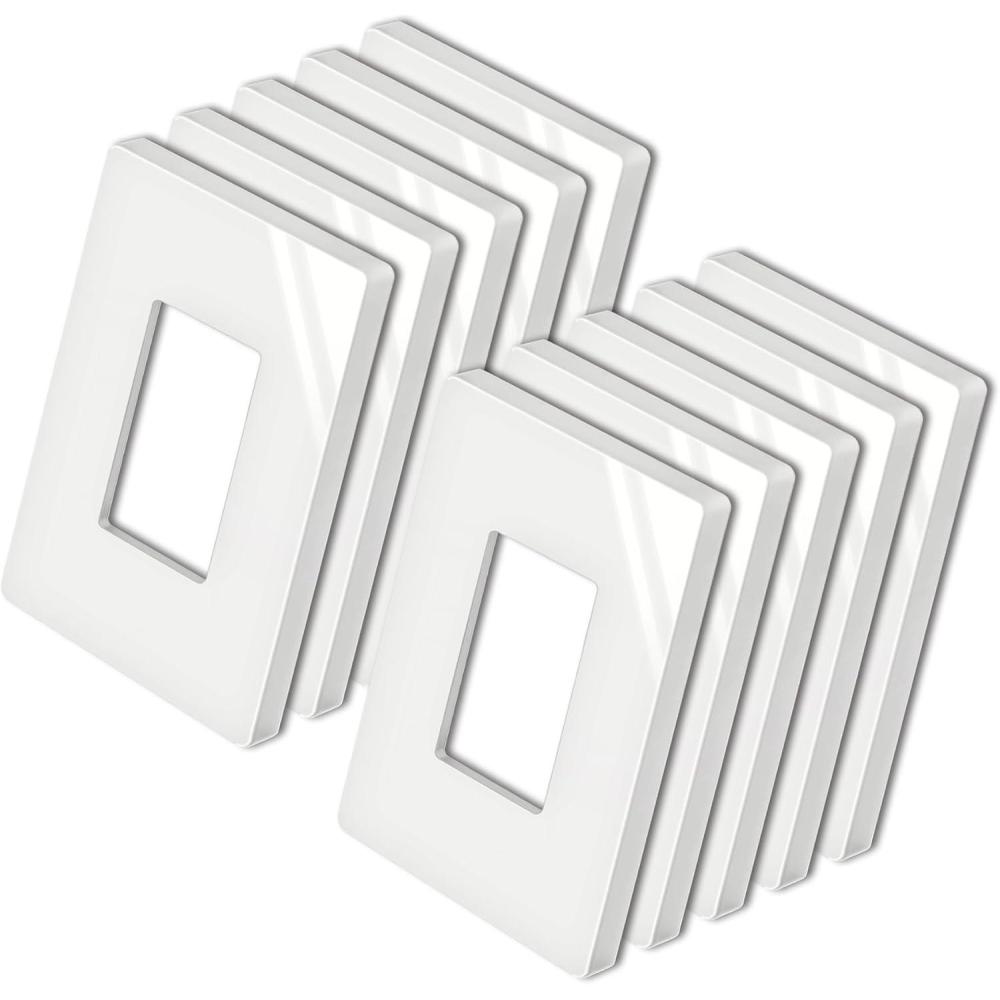 imageBESTTEN 1 Pack 1 Gang Screwless Decorative Wall Plate USWP4 Glossy Off White Decorator Outlet Cover for Light Switch Dimmer GFCI USB Receptacle H469 x W291Mid Size Off White