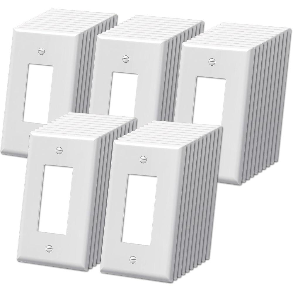 imageBESTTEN 10 Pack 1Gang Jumbo Duplex Receptacle Outlet Wall Plate OverSize Unbreakable Polycarbonate Electrical Outlet Plate and Switch Cover ETL Listed White50