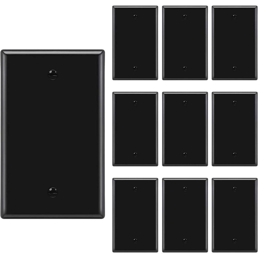 imageBESTTEN 10 Pack 1Gang No Device Blank Wall Plate Standard Size H453 x W276 Unbreakable Polycarbonate Thermoplastic Outlet Cover UL Listed WhiteGloss Black