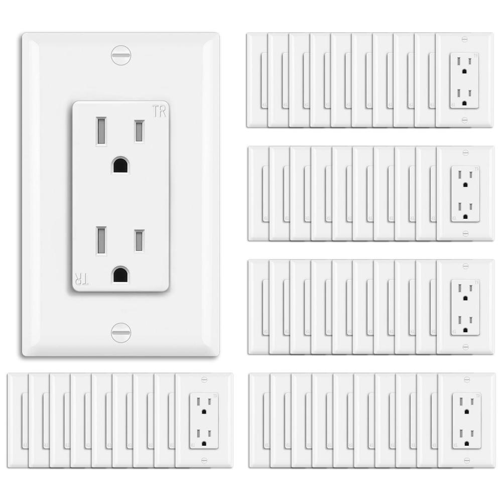 imageBESTTEN 15 Amp TamperResistant Decor Receptacle Outlet Residential and Commercial Use Wallplate Included 15A125V1875W UL Listed 10 Pack White50