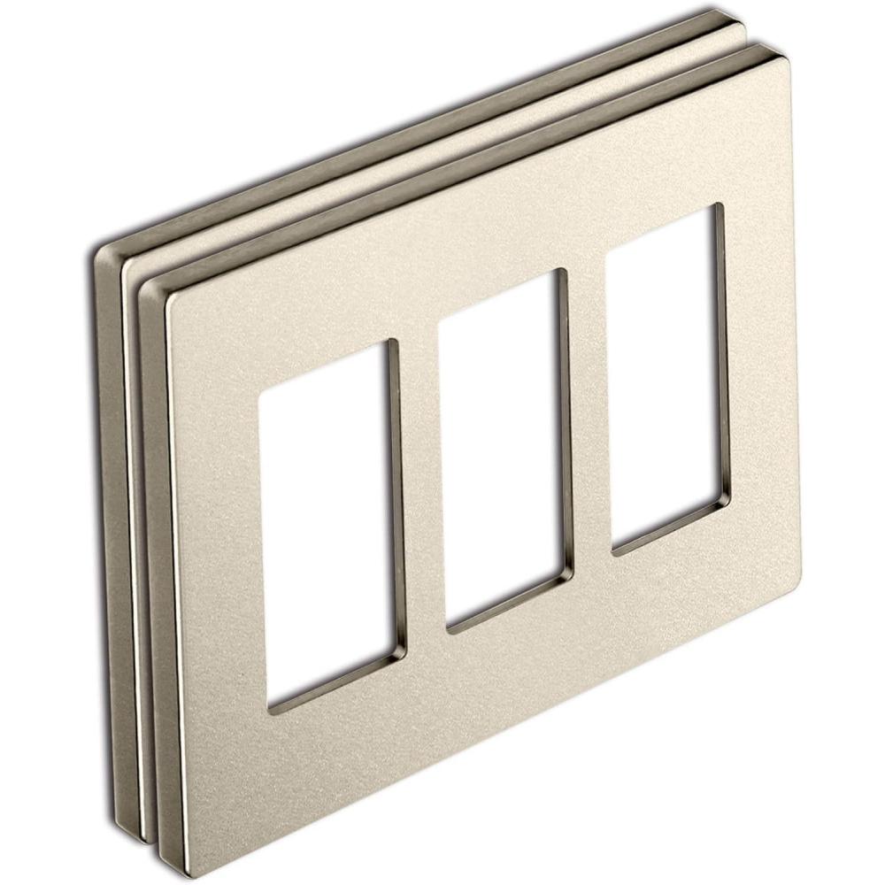 imageBESTTEN 2 Pack 3Gang Screwless Outlet Cover Decor Wall Plate H469 x W654 Signature Collection Gold for Light Switch Dimmer Receptacle