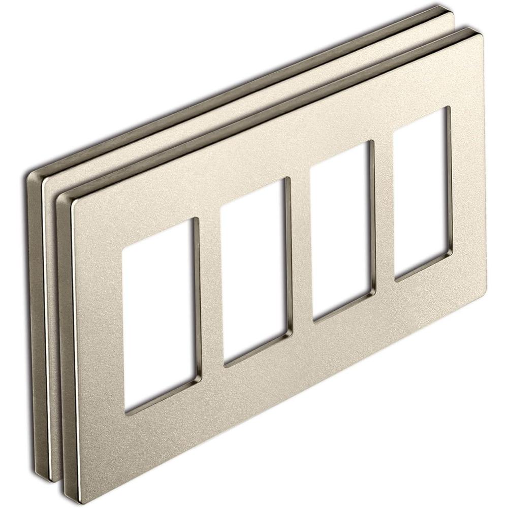 imageBESTTEN 2 Pack 4 Gang Champagne Gold Screwless Ourlet Cover Signature Collection Golden Decor Wall Plate for Light Switch Dimmer Receptacle H469 x W835Champagne Gold