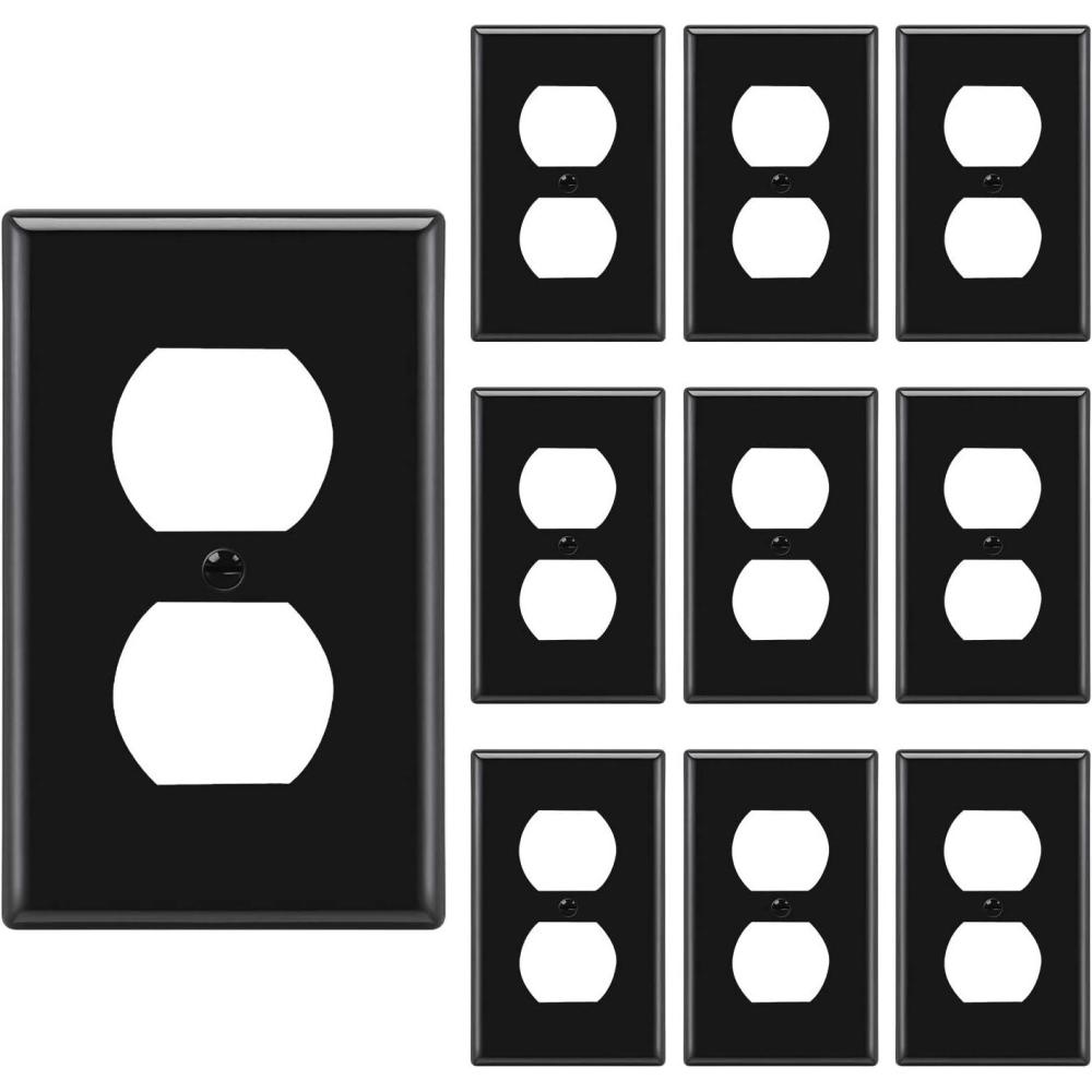 imageBESTTEN 20 Pack 1Gang Duplex Wall Plate Standard Size Unbreakable Polycarbonate Receptacle Outlet Cover and Switch Cover UL Listed WhiteBlack