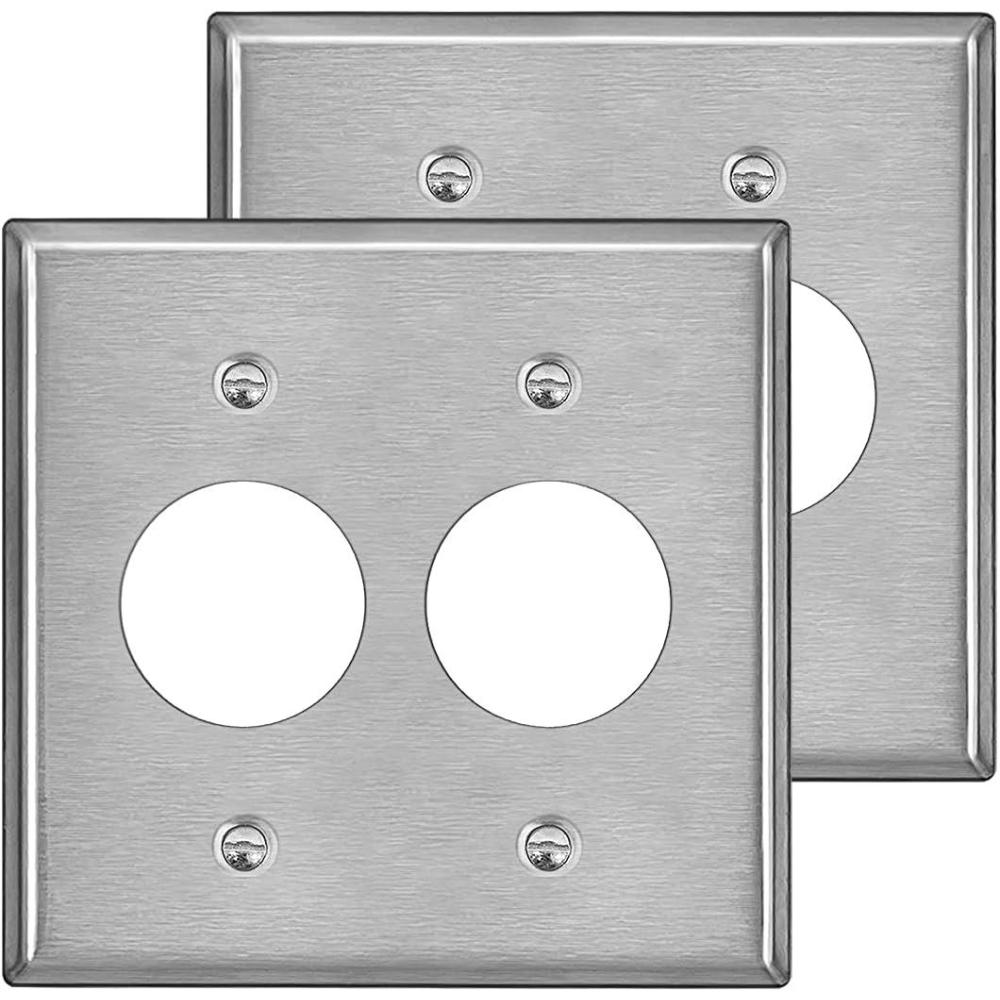 imageBESTTEN 2Gang 1406Inch Hole Metal Wall Plate for Double Receptacles AntiCorrosion Stainless Steel Outlet Cover Industrial Grade Standard Size 2 Pack