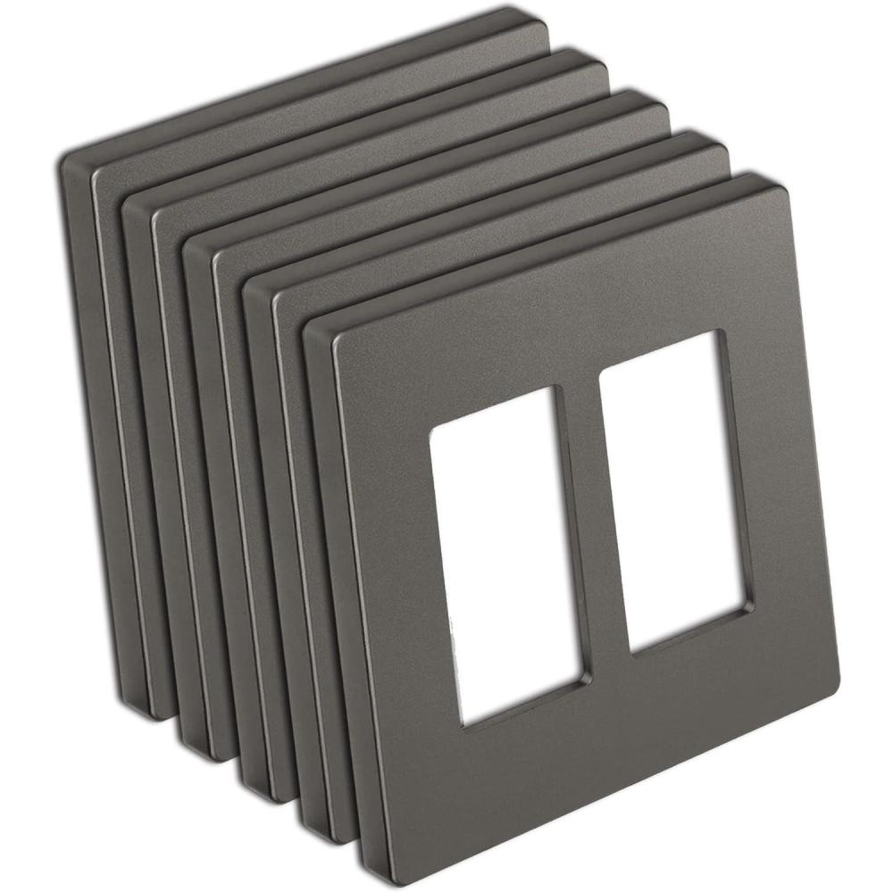 imageBESTTEN 5 Pack 2Gang Matte Brown Screwless Wall Plate Decorator Outlet Cover Signature Collection USWP8 Series H469 x W473 for Light Switch Dimmer Receptacle