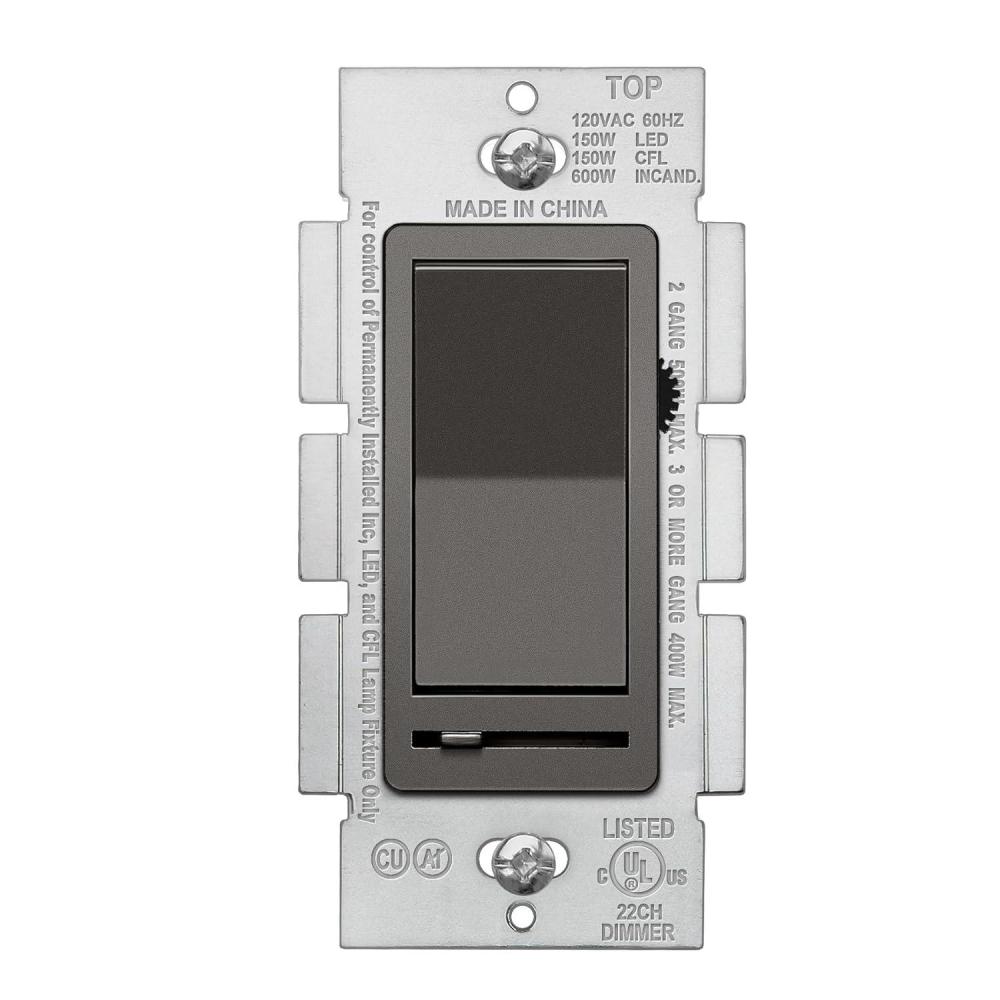 imageBESTTEN Matte Silver Dimmer Light Switch Single Pole or 3Way Compatible with Dimmable LED CFL Incandescent and Halogen Bulb 120VAC Signature Collection Series UL ListedMatte Brown