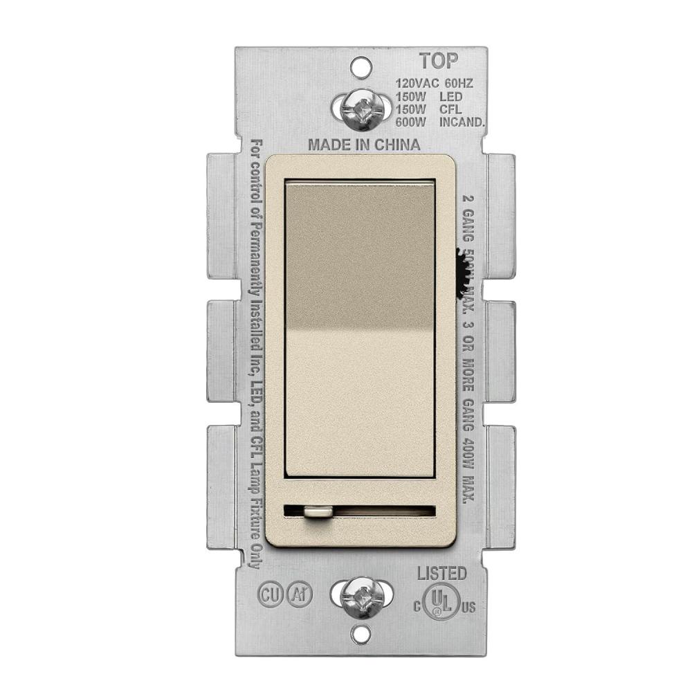imageBESTTEN Matte Silver Dimmer Light Switch Single Pole or 3Way Compatible with Dimmable LED CFL Incandescent and Halogen Bulb 120VAC Signature Collection Series UL ListedChampagne Gold