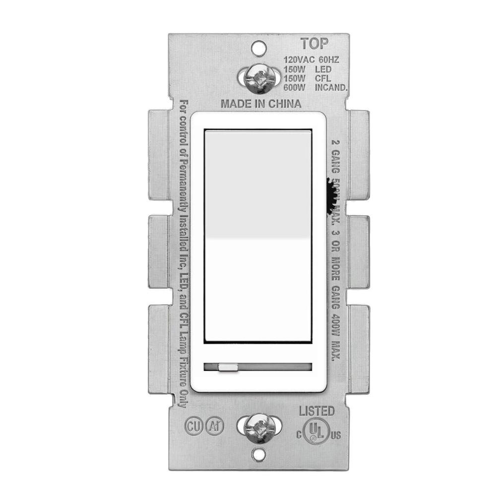 imageBESTTEN Matte Silver Dimmer Light Switch Single Pole or 3Way Compatible with Dimmable LED CFL Incandescent and Halogen Bulb 120VAC Signature Collection Series UL ListedWhite