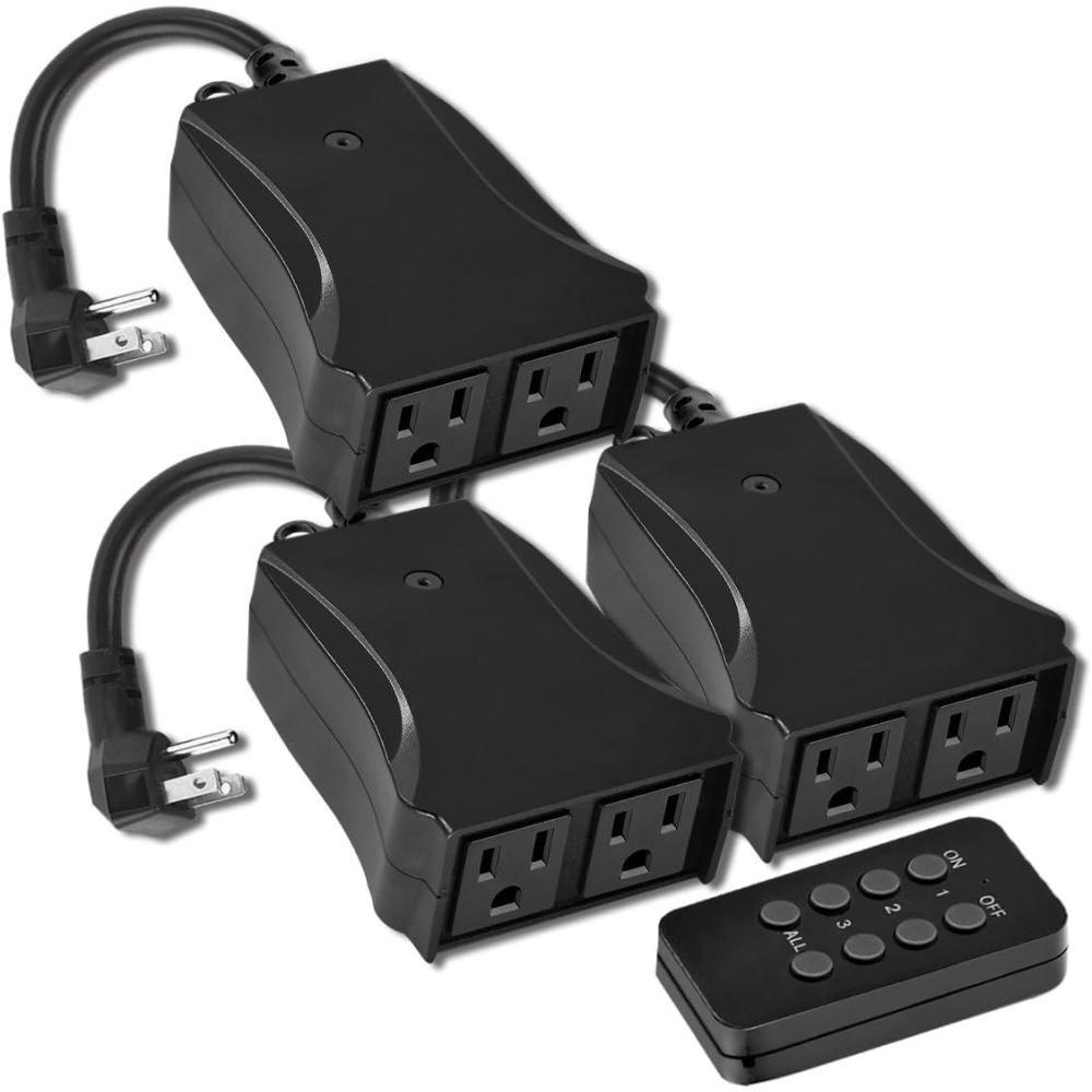 imageWireless Remote Control Outdoor Outlet Switch with 6Inch Heavy Duty Power Cord 2 Grounded Outlets Weatherproof 15A125V1875W ETL Certified