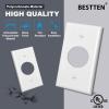 image2 Pack BESTTEN 1Gang 1406Inch Hole Metal Wall Plate with hite or Clear Plastic Film for Single Receptacle AntiCorrosion Stainless Steel Outlet Cover Standard SizeWhite