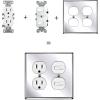 image2 Pack BESTTEN 2 Gang Duplex Metal Wall Plate with Protective Film Standard Size CorrosionResistant Stainless Steel Outlet and Switch Cover Industrial Grade Brushed Finish SilverPolished Stainless Steel
