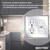 image2 Pack BESTTEN 2 Gang Duplex Metal Wall Plate with Protective Film Standard Size CorrosionResistant Stainless Steel Outlet and Switch Cover Industrial Grade Brushed Finish SilverPolished Stainless Steel