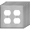 image2 Pack BESTTEN 2 Gang Duplex Metal Wall Plate with Protective Film Standard Size CorrosionResistant Stainless Steel Outlet and Switch Cover Industrial Grade Brushed Finish SilverBrushed Stainless Steel