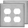 image2 Pack BESTTEN 2 Gang Duplex Metal Wall Plate with Protective Film Standard Size CorrosionResistant Stainless Steel Outlet and Switch Cover Industrial Grade Brushed Finish SilverBrushed Stainless Steel