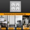 image2 Pack BESTTEN 2 Gang Duplex Metal Wall Plate with Protective Film Standard Size CorrosionResistant Stainless Steel Outlet and Switch Cover Industrial Grade Brushed Finish SilverBrushed Stainless Steel