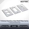 image2 Pack BESTTEN 2 Gang Duplex Metal Wall Plate with Protective Film Standard Size CorrosionResistant Stainless Steel Outlet and Switch Cover Industrial Grade Brushed Finish SilverPolished Stainless Steel