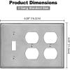 image2 Pack BESTTEN 2Duplex1Toggle Combo Metal Wall Plate with Protective Film 3Gang Standard Size CorrosionResistant Stainless Steel Outlet and Switch Cover Brushed Finish Silver