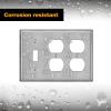 image2 Pack BESTTEN 2Duplex1Toggle Combo Metal Wall Plate with Protective Film 3Gang Standard Size CorrosionResistant Stainless Steel Outlet and Switch Cover Brushed Finish Silver